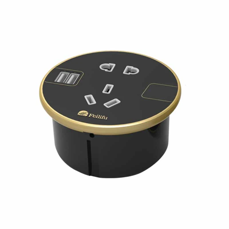 Embedded Round Desktop Power Grommet mat 2 Usb Charger Port